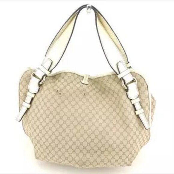 Celine Tote bag Macadam Beige Canvas Leather Woman Authentic Used - Picture 4 of 15